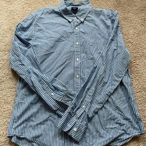 Mens J Crew Striped Button Up Shirt Blue XL